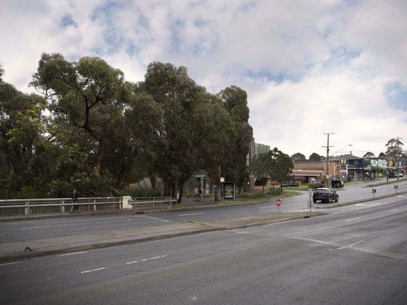 Heathmont Activity Centre Carpark view of building Canterbury Road West and existing tree canopy.jpg